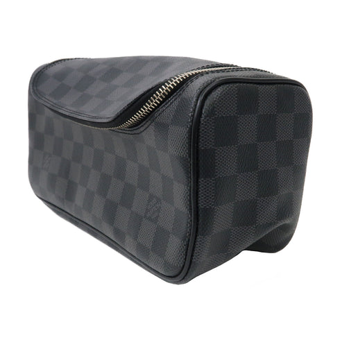 LOUIS VUITTON LV SHW Toiletry Pouch Bag N47625 Damier Graphite Black