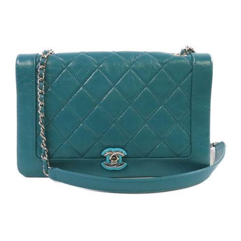 CHANEL CC SHW Chain Shoulder Bag Crossbody Calfskin Leather Emerald Green