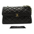 CHANEL Quilted CC GHW Chain Shoulder Bag Lambskin Black Used