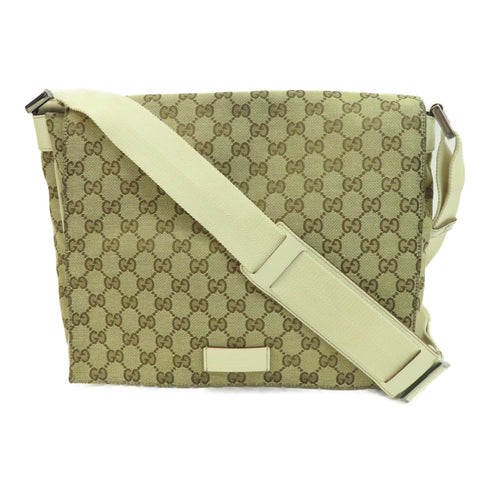 GUCCI SHW Shoulder Bag Canvas 146236 Brown/Ivory White
