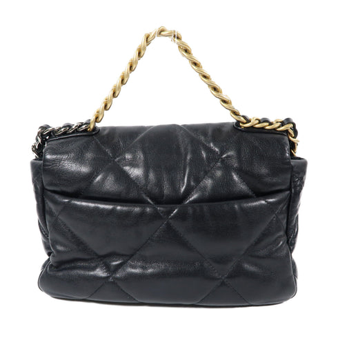 CHANEL Quilted CC GHW/SHW Chanel 19 Bag 2 Way Shoulder Bag Lambskin Black