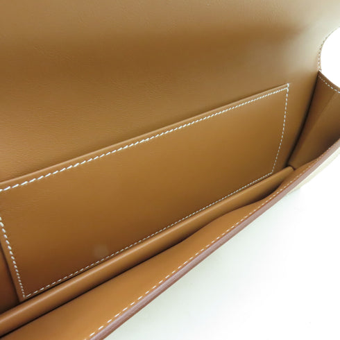 HERMES Shadow Clutch Bag Veau Swift Leather Gold Brown