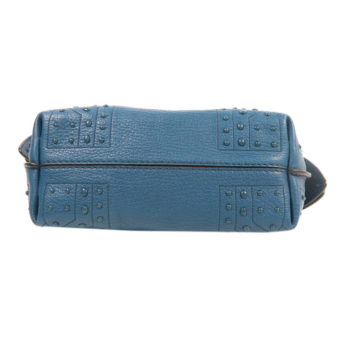 TOD'S SHW Shoulder Bag 2 Way Shoulder Bag Handbag Calfskin Leather Blue
