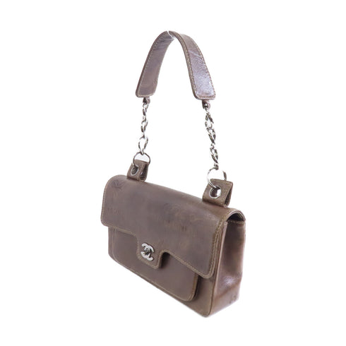 CHANEL CC SHW Chain Shoulder Bag Calfskin Leather Brown v1