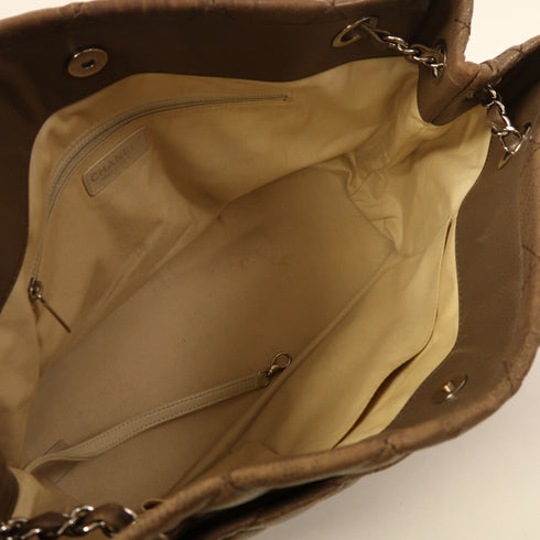 CHANEL CC SHW Chain Shoulder Bag Calfskin Leather Brown