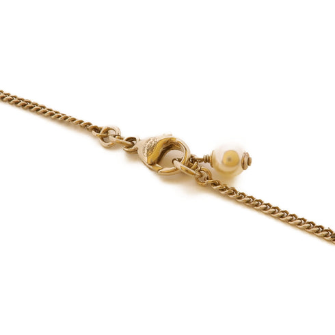 CHANEL CC Necklace Metal Gold Red White