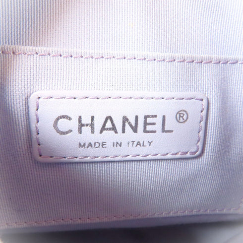 CHANEL Quilted CC SHW Chain Shoulder Bag Lambskin Leather Purple