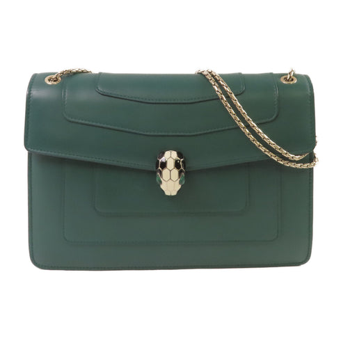 BVLGARI SHW Serpenti Forever Shoulder Bag Crossbody Calfskin Leather Green