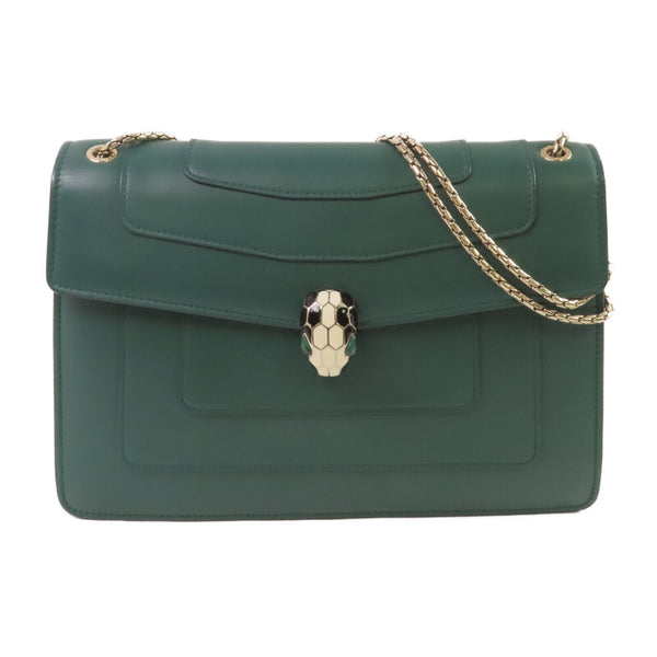 BVLGARI SHW Serpenti Forever Shoulder Bag Crossbody Calfskin Leather Green