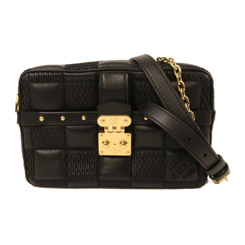 LOUIS VUITTON LV GHW Troca PM Shoulder Bag M59116 Lambskin Leather Black