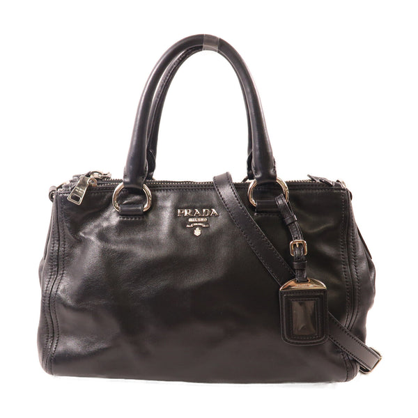 PRADA SHW 2 Way Shoulder Bag BN2866 Calfskin Leather Black