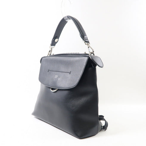 FENDI SHW Back to School 2 Way Backpack Handbag 8BZ042 Calfskin Leather Black