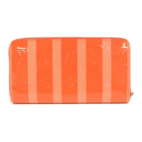 LOUIS VUITTON LV SHW Zipper Long Wallet Vernis Rayure Peach