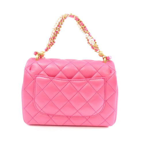 CHANEL Quilted CC GHW Mini Flap Chain Shoulder Bag AS4385 Lambskin Leather Pink