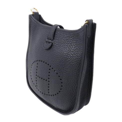 HERMES GHW Evelyne TPM Shoulder Bag Clemence Leather Black v1