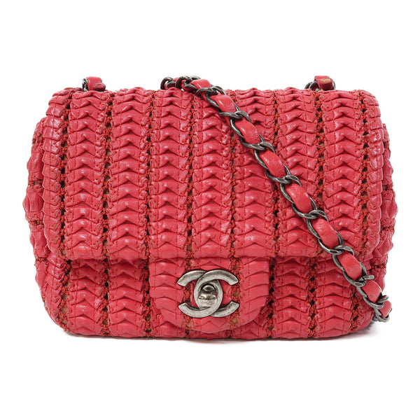 CHANEL CC SHW Chain Shoulder Bag Lambskin Leather Red v1