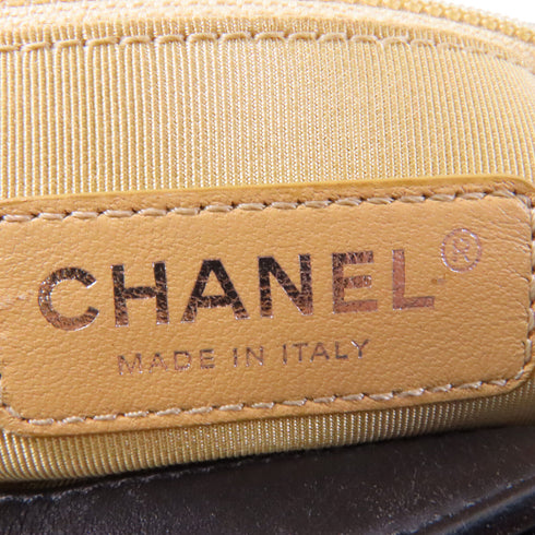 CHANEL Quilted/Herringbone CC SHW Chain Shoulder Bag Patent Leather Black