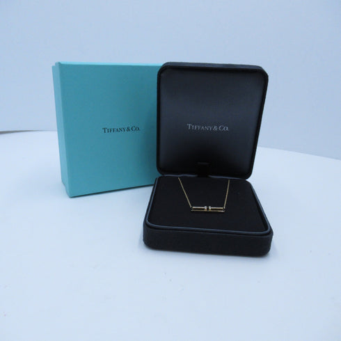 TIFFANY&CO T Open Vertical Diamond Necklace 18K Yellow Gold