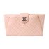 CHANEL Quilted CC SHW Clutch Bag Calfskin Leather Pink