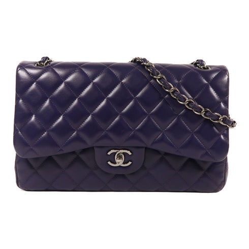 CHANEL CC SHW Large Classic Chain Shoulder Bag Lambskin Leather Purple