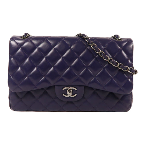 CHANEL CC SHW Large Classic Chain Shoulder Bag Lambskin Leather Purple