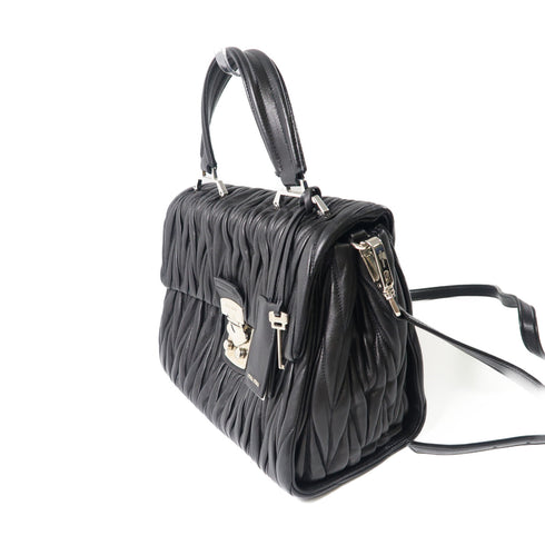MIU MIU SHW 2 Way Bag Calfskin Leather Black