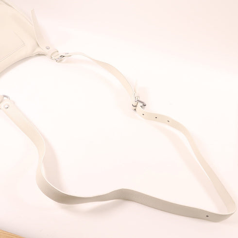 LONGCHAMP SHW Crossbody Shoulder Bag Lambskin Leather White