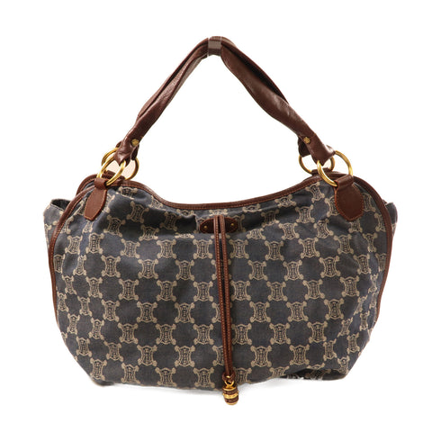 CELINE GHW Shoulder Bag Denim Leather Blue