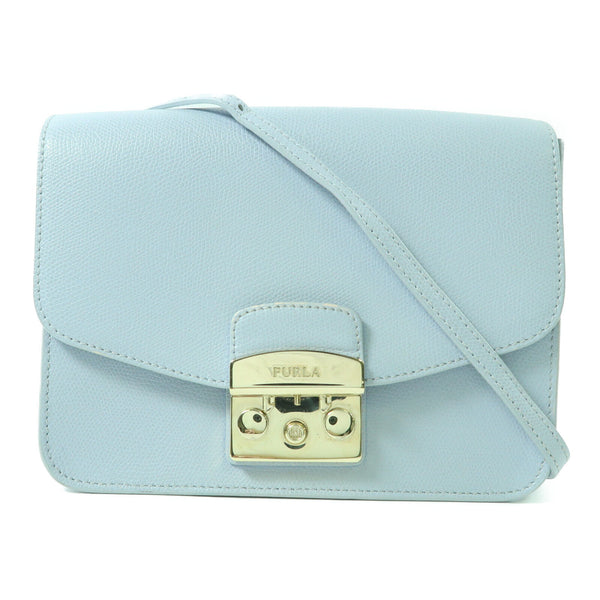 FURLA GHW Chain Shoulder Crossbody Bag Calfskin Leather Light Blue