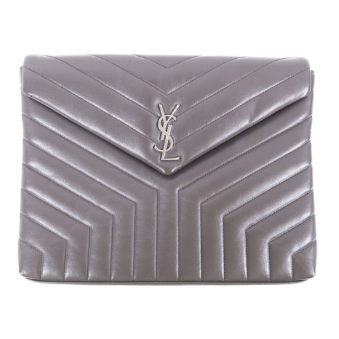 SAINT LAURENT YSL Clutch Bag Pouch 483236 Calfskin Leather Grey