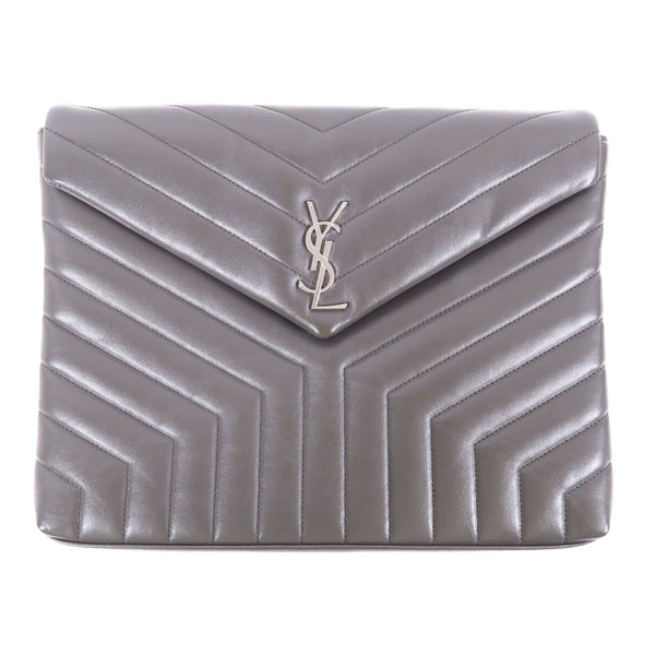 SAINT LAURENT YSL Clutch Bag Pouch 483236 Calfskin Leather Grey