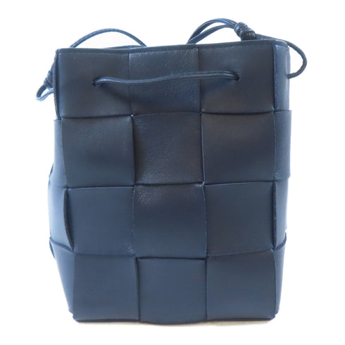 BOTTEGA VENETA BV Cassette Bucket Shoulder Crossbody Intrecciato Leather Black