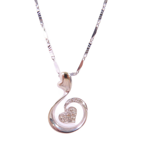 Fine Jewelry 0.09ct Diamond Necklace 18K White Gold