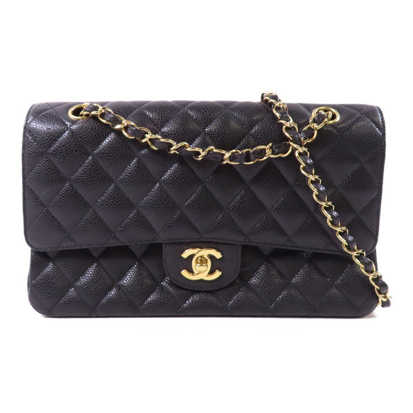 CHANEL CC GHW Classic 25 Chain Shoulder Bag A0112 Calfskin Leather Black