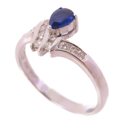 Fine Jewelry 0.38ct Sapphire 0.18ct Diamond Ring US#6.5 18K White Gold