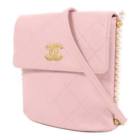 CHANEL CC GHW Shoulder Bag Lambskin Leather Pink