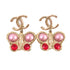 CHANEL CC GHW Earrings L22/C Metal PVC Red Light Purple Gold Tone Color