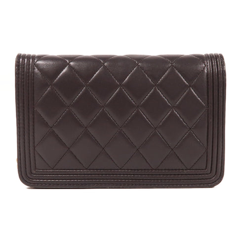 CHANEL CC GHW Wallet On Chain Shoulder Bag Lambskin Leather Purple