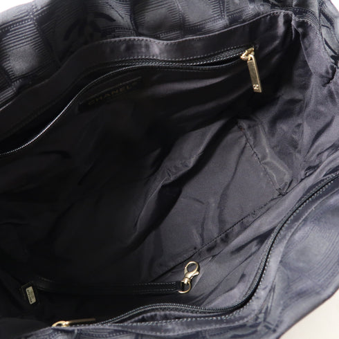 CHANEL CC GHW Travel Line Tote Shoulder Bag Nylon Black