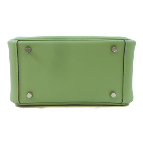 HERMES PHW Mini Lindy 2 Way Shoulder Handbag Swift Leather Vert Criquet Green