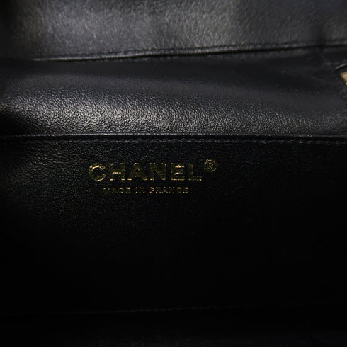 CHANEL Quilted CC GHW Vanity Cosmetic Bag 2 Way Bag Lambskin Leather Black