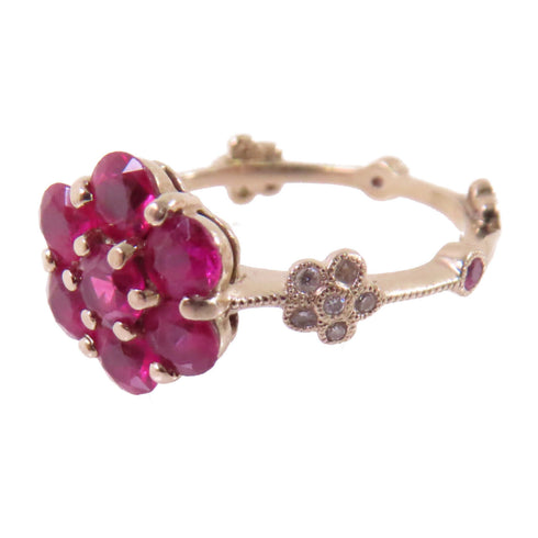 Jewelry 1.49ct Ruby 0.19ct Diamond Ring US#5.75 18K Yellow Gold