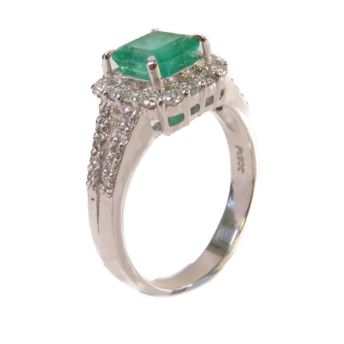 Fine Jewelry 1.363ct Emerald 0.60ct Diamond Ring US#6.5 PT900 Platinum