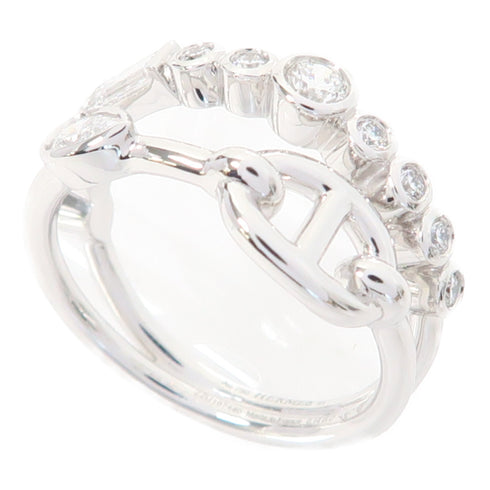 HERMES Chaine d'Ancre Chaos Fancy Ring 18K White Gold #51 #US5.75