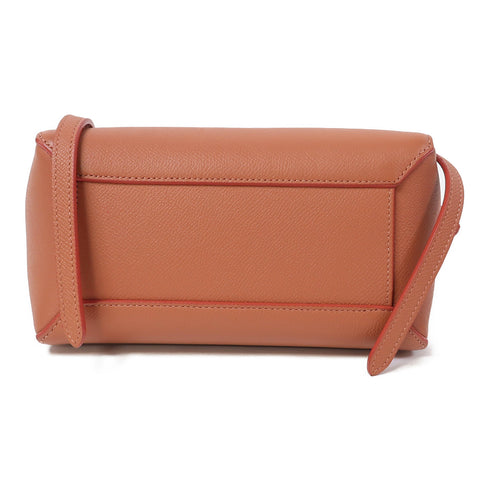 CELINE GHW Nano Belt Bag 2 Way Shoulder Handbag Calfskin Pinkish Orange