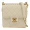 CHANEL Quilted CC GHW Pearl Flap Shoulder Bag AS0584 Calfskin Leather White