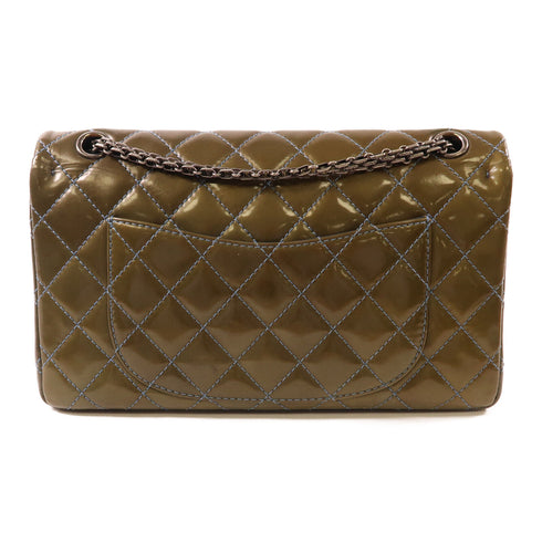Chanel CC 2.55 Chain Shoulder Bag Patent leather Olive Green/Blue