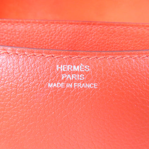 HERMES PHW Mini Constance Shoulder Crossbody Evercolor Leather Capucine Orange