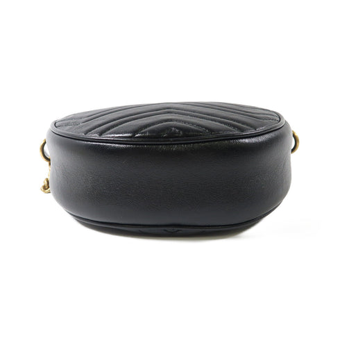 GUCCI GG Marmont GHW Chain Shoulder Bag 550154 Calfskin Leather Black