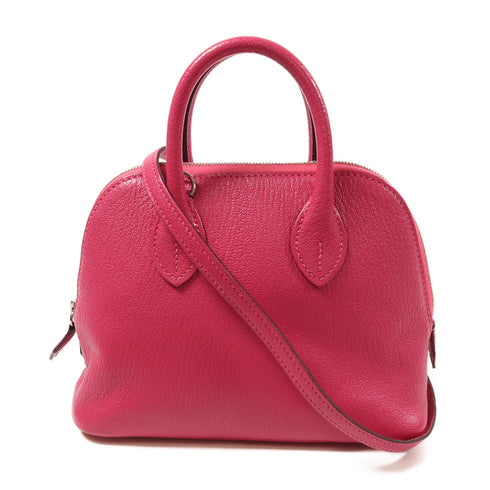 HERMES PHW Mini Bolide 2 Way Shoulder Bag Chevre Leather Rose Pourpre Pink